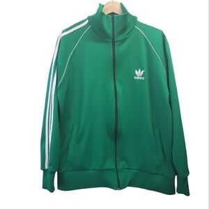 Vintage Adidas Track Jacket 80s Full Zip Green White Stripe NO TAGS READ SIZE